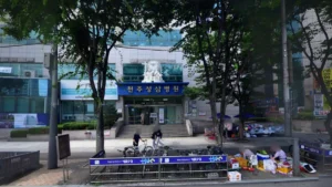 천주성삼병원장례식장 입구 전경